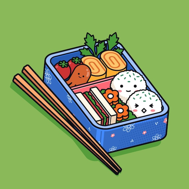 Vector kawaii umeboshi bento japanese lunchbox