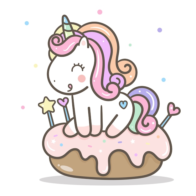 Kawaii unicorn vector with cake