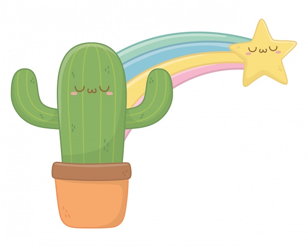 Kawaii van cactus cartoon
