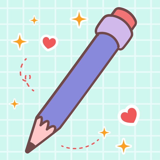 Vector kawaii vector pencil school stationery cute cartoon character illustration japan anime manga style