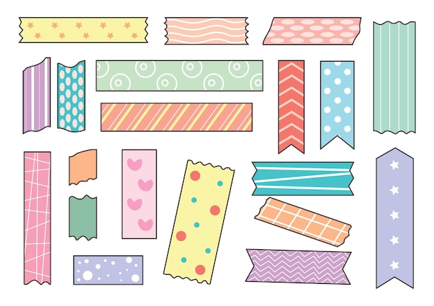 Kawaii washi tape collection scrapbook element