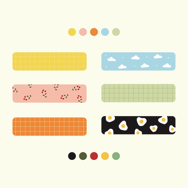 Vector kawaii washi tape cute colorfull