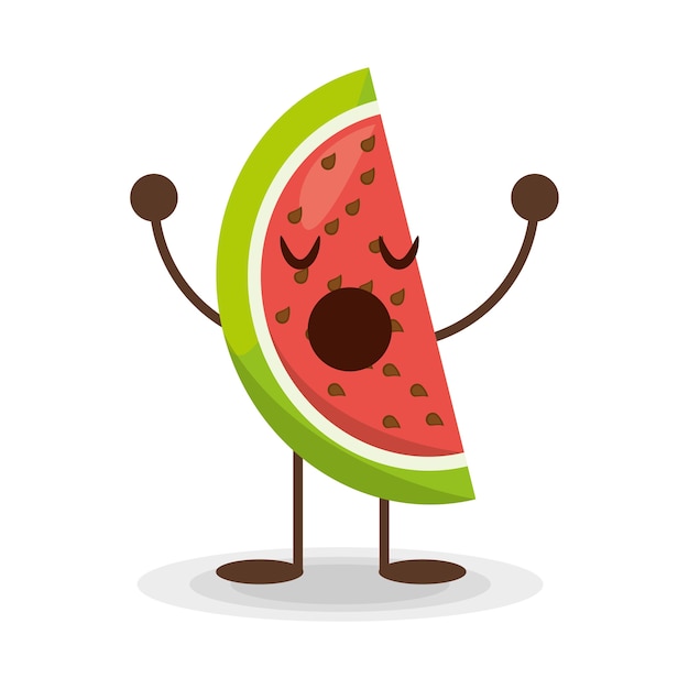 Vector kawaii watermeloen gezond voedsel