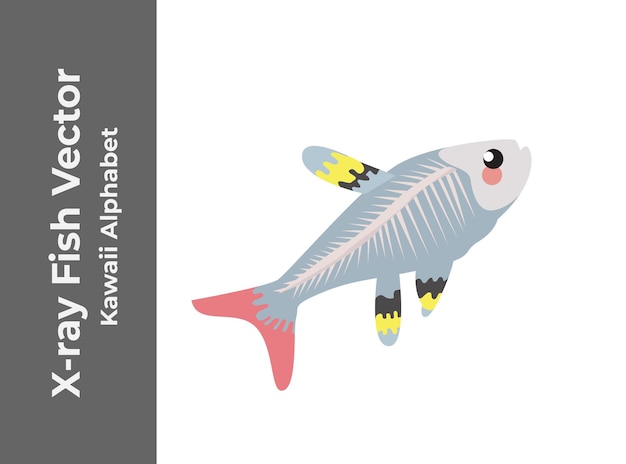 Kawaii Xray Fish Vector Alphabet Letter X