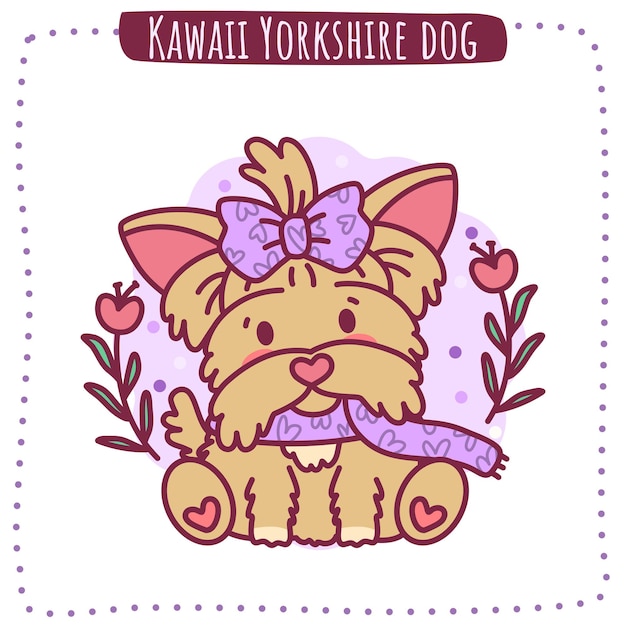 Vettore vettore di cane yorkshire kawaii