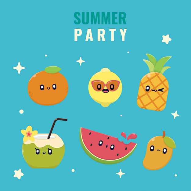 Kawaii zomerfruit citroen watermeloen oranje collectie