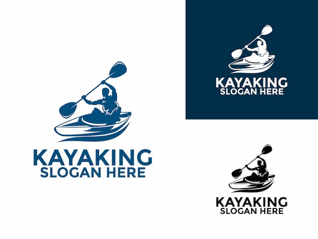 kayak boat paddle logo vector river stream kayaking logo design ocean kayaking logo vector template