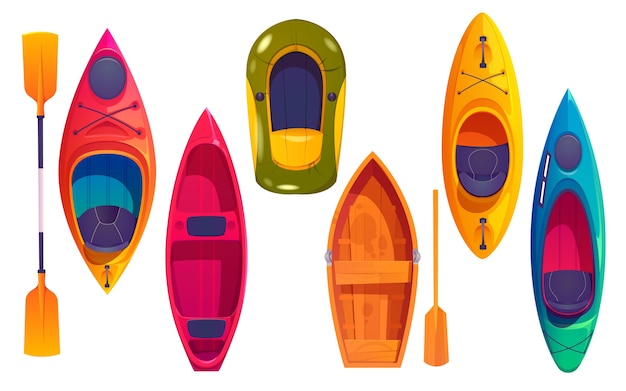 Kayak canoe design illustration set