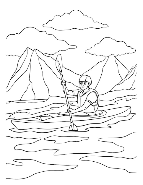 Kayak Coloring Page for Kids