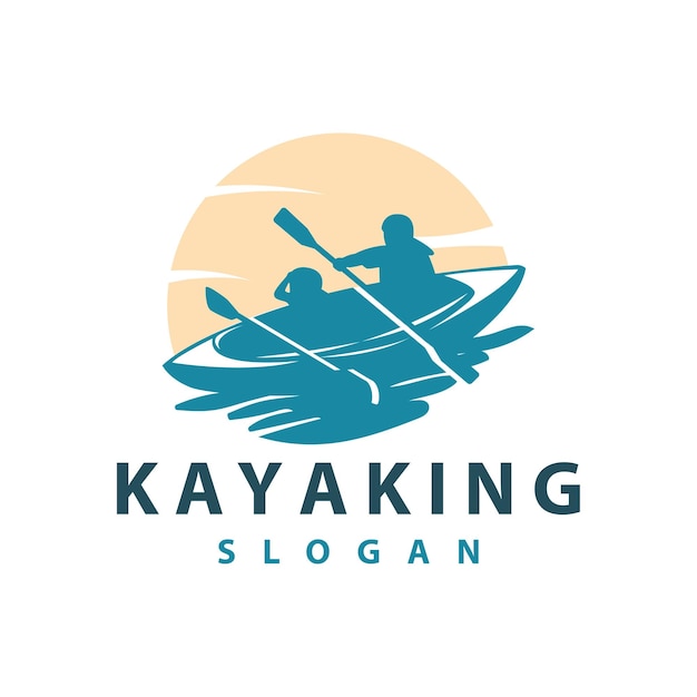 kayak logo canoe paddle wild adventure river design vector illustration vintage style