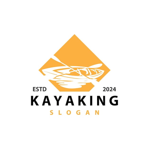 kayak logo canoe paddle wild adventure river design vector illustration vintage style