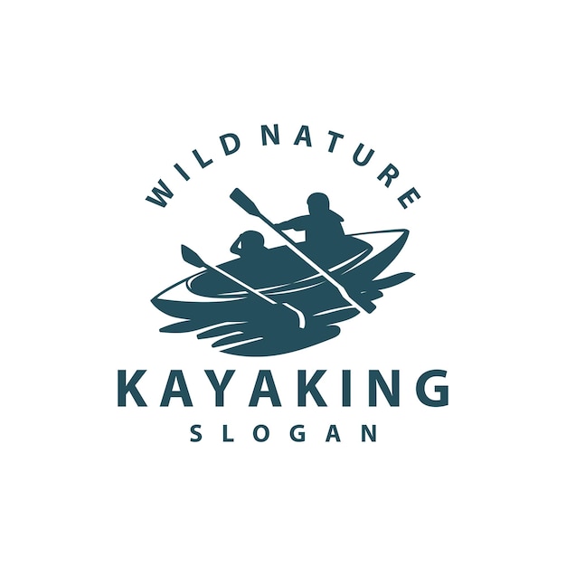 Kayak logo kano paddle wild avontuur rivier design vector illustratie vintage stijl