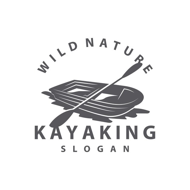 Kayak logo kano peddel wild avontuur rivier ontwerp vector illustratie vintage stijl