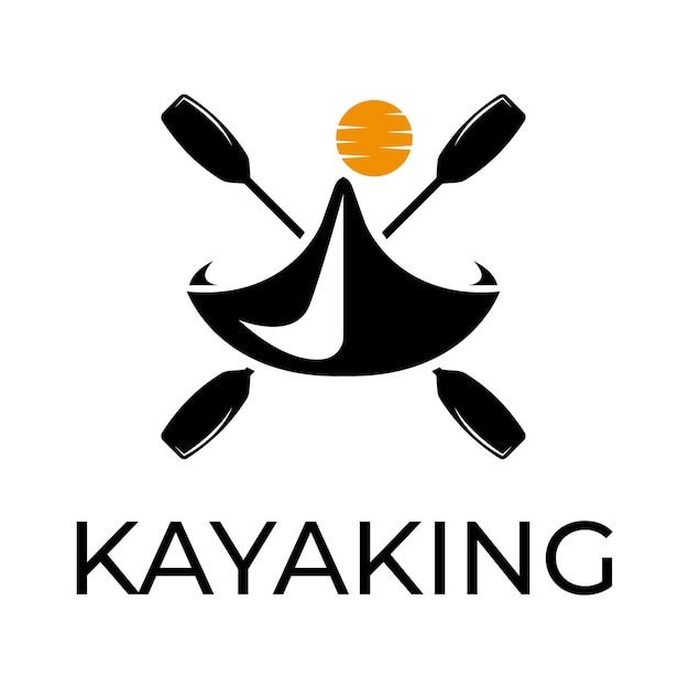 Vettore vettore del logo della silhouette del kayak kayaking modello di progettazione del logo silhouette paddleboat kayak sport