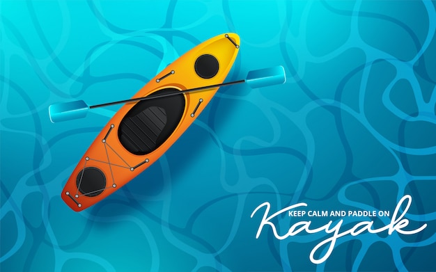 Kayak vector illustration, kayaking water sport