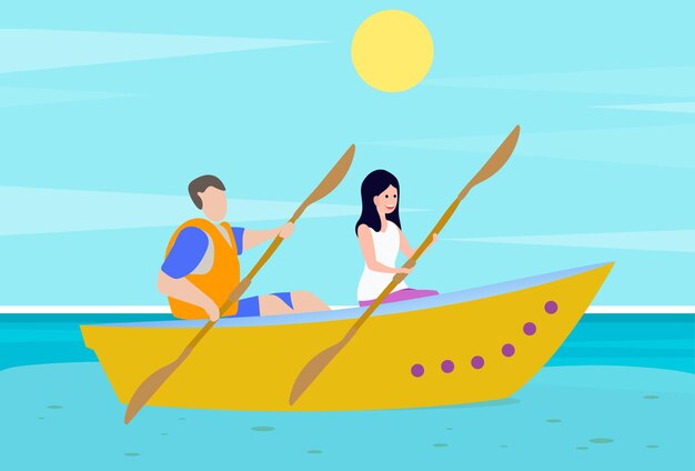 Kayaking Concept Illustratie Stijlvol en mooi