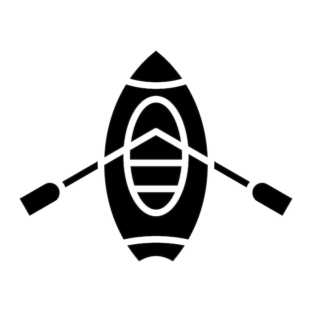 Kayaking glyph solid black illustration