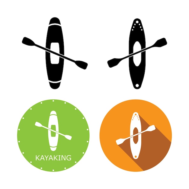 Disegno del logo dell'illustrazione del modello vettoriale dell'icona del kayak