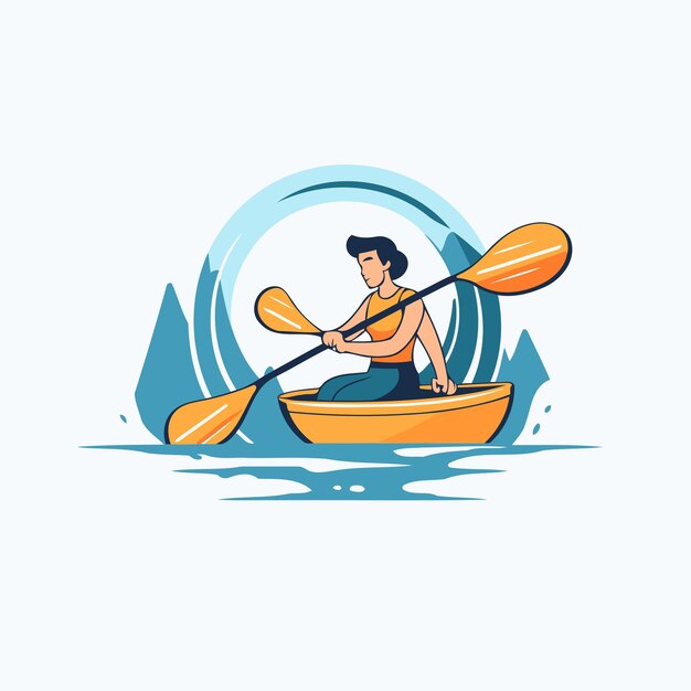 Vettore kayaking kayak canoa canoa illustrazione vettoriale