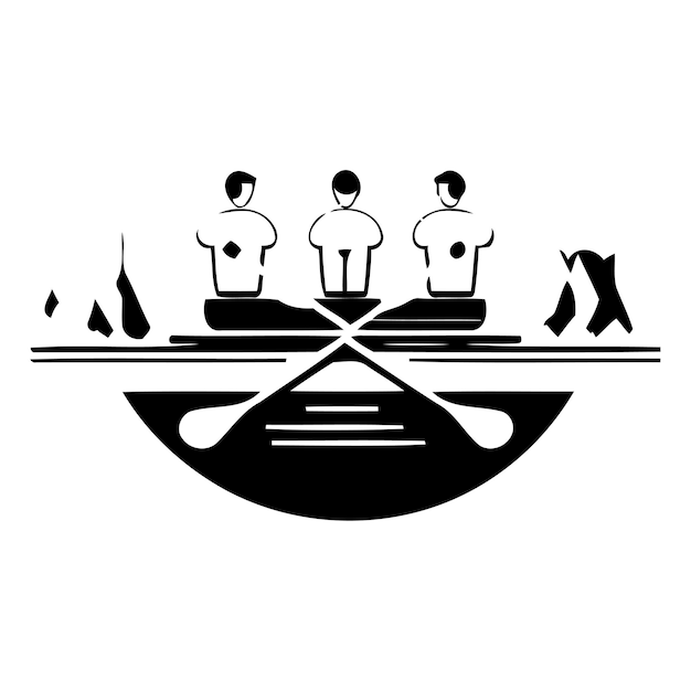 Vector kayaking logo template team in the kayak vector illustration