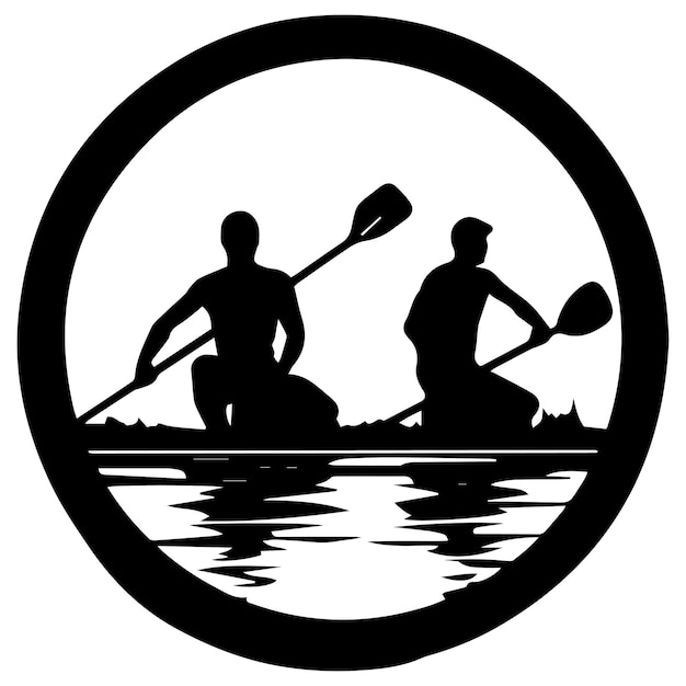 kayaking on the river silhouette vector illustration