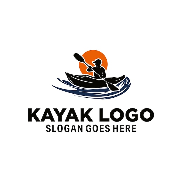 kayaking sport silhouette logo design