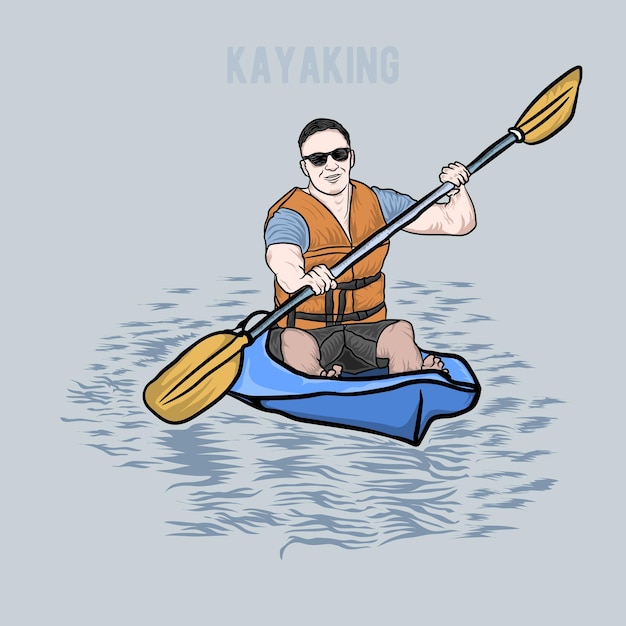 kayaking vector graphics