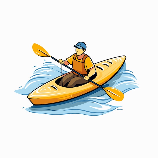 Kayaking vector icon Cartoon illustration of kayak vector icon for web design