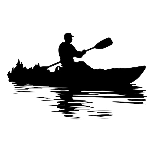 Vector kayaking vector silhouette illustration
