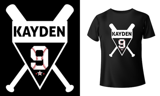 Vettore design della maglietta da baseball kayden 9