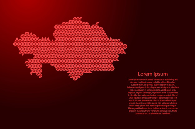 Kazachstan kaart abstract schema van rode driehoeken geometrische herhalen met knooppunten voor banner, poster, wenskaart. .