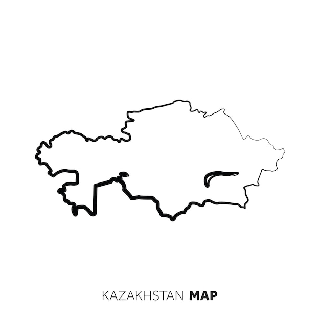 Kazachstan vector land kaart overzicht zwarte lijn op witte achtergrond