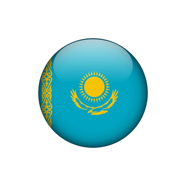 Kazachstan Vlag Cirkel Knop Vector Sjabloon