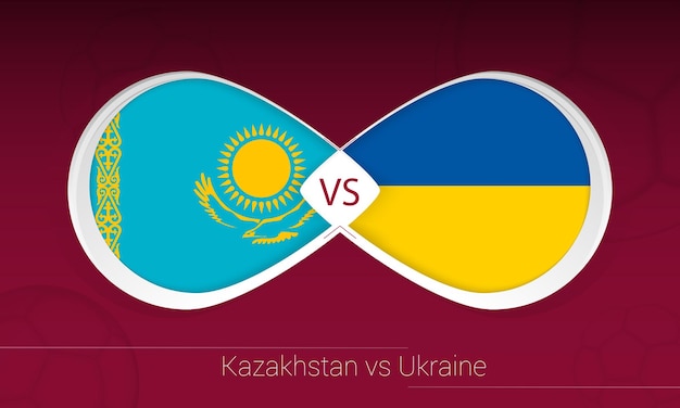 Kazachstan vs oekraïne in voetbalcompetitie, groep d. versus pictogram op voetbal achtergrond.