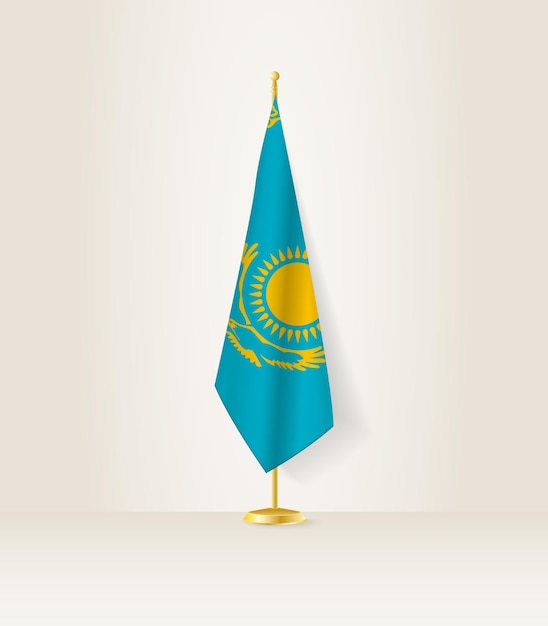 Kazakhstan flag on a flag stand