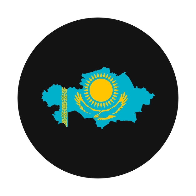 Kazakhstan map silhouette with flag on black background