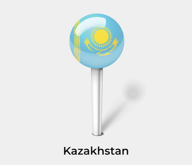 Kazakhstan push pin for map vector illustration