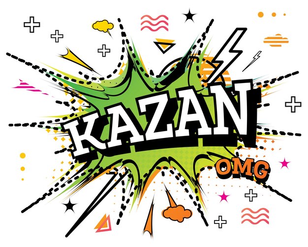 Vector kazan comic text in pop art style isolated on white background