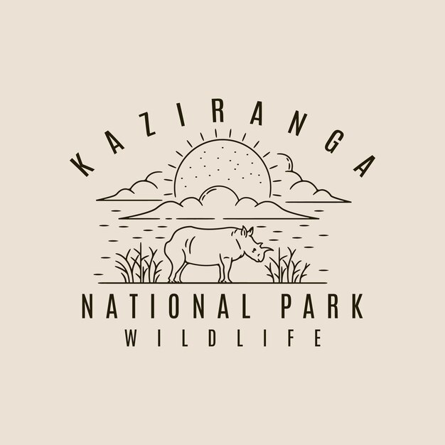 kaziranga national park logo line art icon and symbol vector symbol illustration design