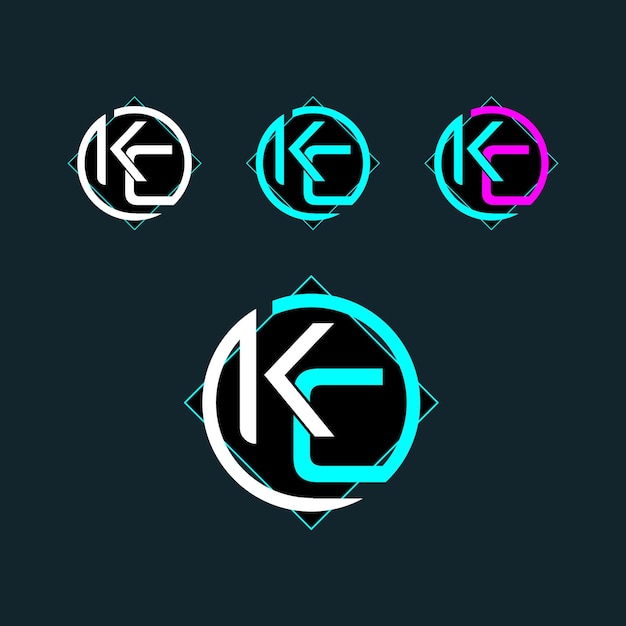 KC CK トレンディな文字ロゴ デザイン