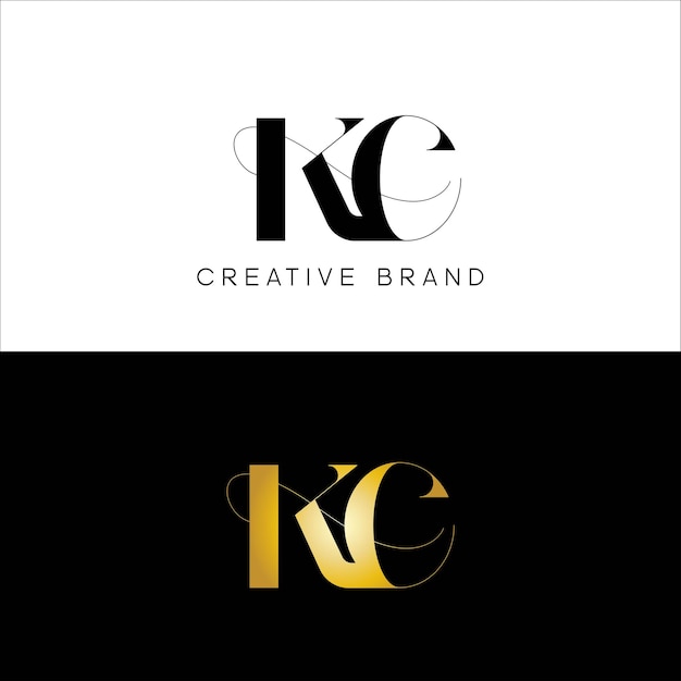 Vettore design del logo della lettera iniziale kc