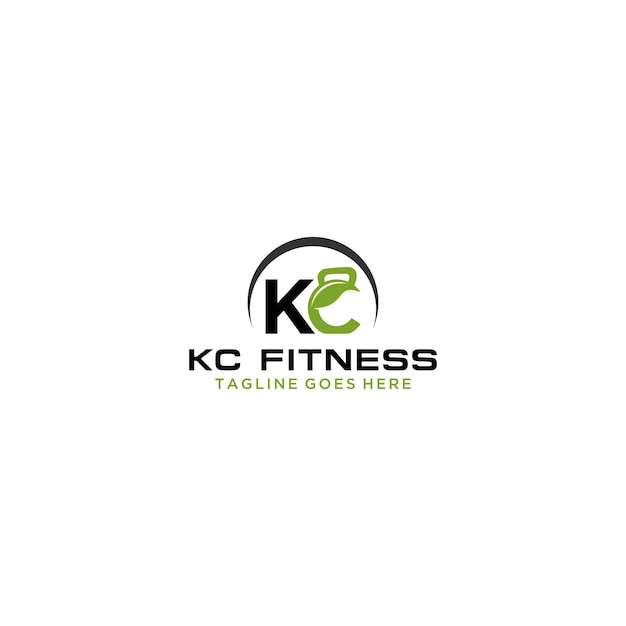 Вектор kc письмо первоначальный дизайн логотипа фитнеса