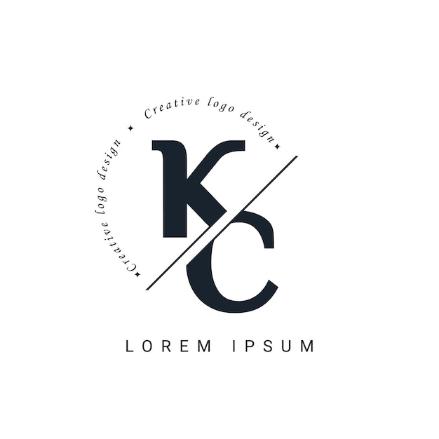 KC Letter Logo Design met een Creative Cut Creatief logo ontwerp