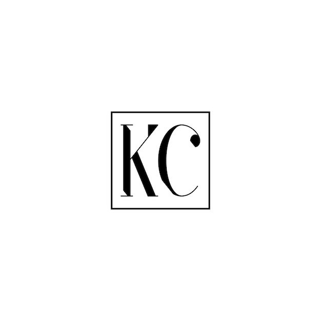 KC монограмма дизайн логотипа буква текст имя символ монохромный логотип алфавит характер простой логотип