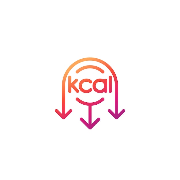 Vector kcal reducing cut calories line icon