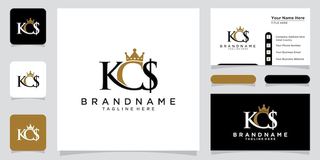 KCS letter creative modern elegant logo design with business card design Premium Vector