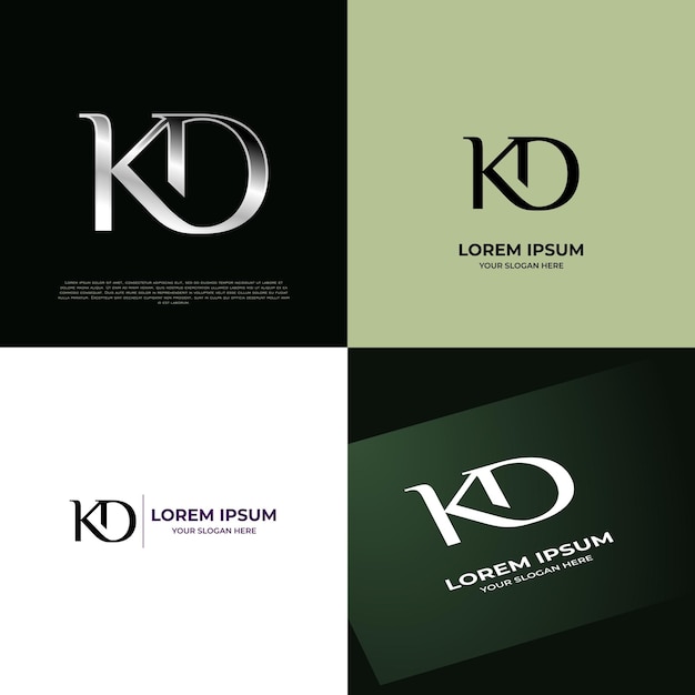 Vector kd initial modern typography emblem logo template voor bedrijven