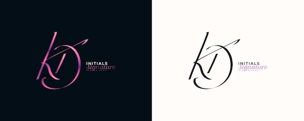 KD Initial Signature Logo Design with Elegant and Minimalist Handwriting Style Initial K and D Logo Design for Wedding Fashion Jewelry Boutique and Business Brand Identity