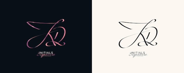 Vector kd initial signature logo design with elegant and minimalist handwriting style initial k and d logo design for wedding fashion jewelry boutique and business brand identity