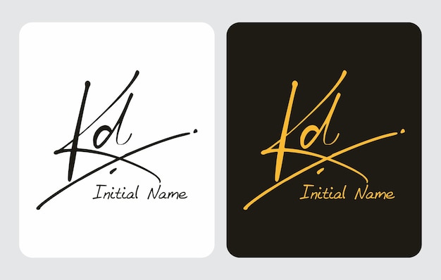 Kd K d initial handwriting Kd initial handwriting signature logo template vector hand lettering